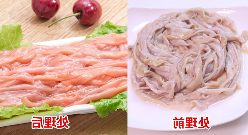 木瓜蛋白酶处理的鸭肠先后对比图